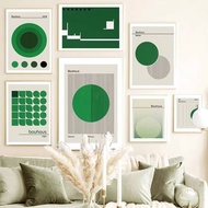 Scandinavian modern minimalist abstract wall art Bauhaus style green exquisite canvas HD poster prin