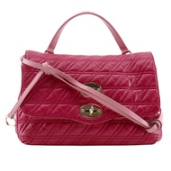 Pre-owned ZANELLATO Postina S Zeta 2-Way Leather Shoulder Bag in Pink. Can be worn crossbody or by h