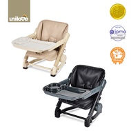 [Unilove] Feed Me 3-in-1 Leather Travel Booster Seat, Feeding Chair | Foldable &amp; Adjustable + Carry Bag (MilkTea /Black)