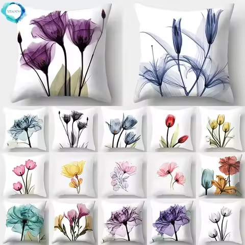watercolor flower Pattern Decorative Cushions Pillowcase Polyester Cushion Cover Throw Pillow Sofa D