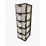 L5 5 Tier Big Plastic Drawer/Storage Cabinet/Plastic Cabinet/Laci/Almari/Clothes Drawer Cabinet/Kabinet Simpanan
