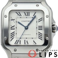 二手卡地亞 Santos de Cartier MM 腕錶 WSSA0010，附錶盒、保固卡、不鏽鋼錶帶、銀色、拋光，狀況極佳。