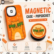 DKshop Cute Magnetic Case – Lucky Cat Shape, PopSocket Included, Magnetic Suction, Shockproof, Phone