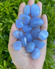ลูกไม้สีฟ้า Agate Chalcedony หินที่สะดุด-ลูกไม้สีฟ้าอาเกตร่วงลง-หินคอ Chakra-คริสตัลและหินรักษา