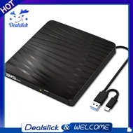 External CD/DVD Drive for Laptop, USB A/C 3.0 CD DVD Player Portable +/-RW Burner CD ROM Reader Writ