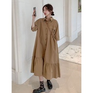 Ord- Khaki A-shaped shirt dress For women, black and brown, conceals women, going to school and walk