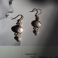 鈕扣巴洛克珍珠耳環耳墜