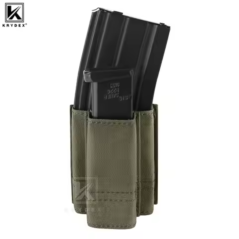 KRYDEX Tactical 9mm 556 Mag Pouch MOLLE Double Mag Carrier Single Pouch Airsoft Paintball Accessorie