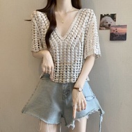 RUIHUAN | Áo Sweater Knit V-Neck Boho cho Phụ Nữ Size Lớn