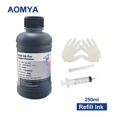 250ml/Bottle Black Universal Dye Ink For HP 21XL 301 302 305 678 711 932 934 935 951 Printer ink Car