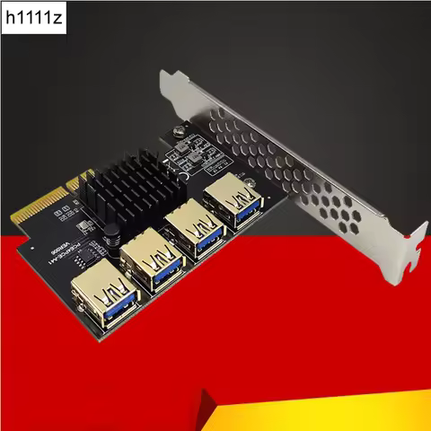 NEW PCIE 1 to 4 Gold USB3.0 PCI-E X4 Riser Card 4 Ports USB 3.0 Multiplier Hub to Riser PCI Express 