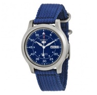Jam tangan pria Seiko 5 SNK807K2 Automatic 21 jewels Blue Military