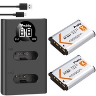 PROBTY 2Pcs NP-BX1 NP BX1 Batteries + LED Charger For Sony DSC-RX100 DSC-WX500 IV RX10 II HX300 WX30