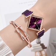 New ladies simple fashion personality diamond watch bracelet fashion combination set ladies watch + bracelet