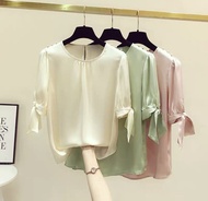 Áo Sơ Mi trung niên nữ U30 U40 U50ÁO Nữ KIỂU CỔ TRÒN TAY THẮT NƠ HT_ Thời Trang Trung Niên