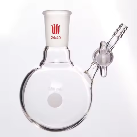 SYNTHWARE Reaction flask, Glass valve, Single necked reaction ball bottle, FLASK, REACTION, WITH GLA