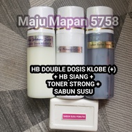 COD KOde 004001 HB Whitening Super Double Dosis Klobe (+) + HB Siang + Toner Badan Strong IP + Sabun