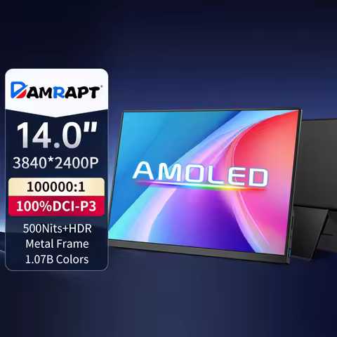 Damrapt 14'' UHD Portable Oled Monitor 4K 16:10 500nits Metal Frame with Stand for Laptop PC Smart P