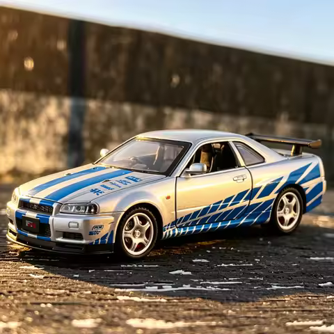 1:32 Skyline R34 R35 RX-7 Viper Charger Cobra Alloy Sports Car Model Diecasts Metal Racing Car Model
