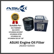 ASUKI Engine Oil Filter Kia Visto Towner Hyundai Accent Atos I10 I20 Mazda CX-30 CX-3 CX-4 CX-5 CX-8