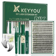 DIY Eyelash Extension Set KEYYOU 300 Individual Eyelash Extension Set 40D 0.07D Curly Hair 9-18MIX E
