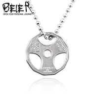 Follow Discount 20 Titanium Steel Necklace European American Fashion Jewelry Sports Fitness Barbell 