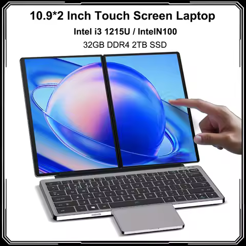 Dual Screen Laptop Intel i3 1215U N100 Touch Screen 10.9*2 Inch Notebook 32GB DDR4 2TB SSD WIFI6 2 i