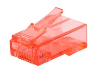 Monoprice 8P8C RJ45 Plug with Inserts for Solid Cat6 Ethernet Cable - Red (100 Pcs/Pack) Gold Plated