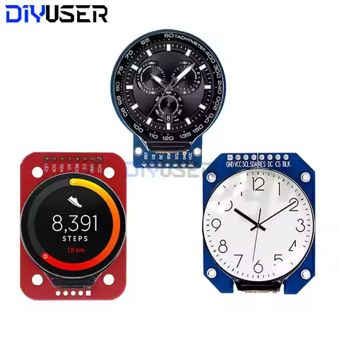 DIYUSER 1.28 inch TFT LCD Display Module Round RGB IPS HD 240x240 Resolution GC9A01 Driver 4 Wire SP