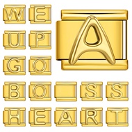 Gold Color 26 Letter A‑Z 3D Stereoscopic Italian Charm Bulk Stainless Steel 9mm Bracelets Personaliz