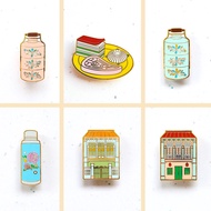Singapore Gift Souvenir Brooch / Pin – Peranakan Shophouse Nonya Kueh Tiffin Flask (6 designs)