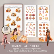 Fall Stickers - Digital Planner Stickers, GoodNotes Sticker Book & Individual PNG Stickers, Autumn &