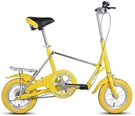 Fashionable Simplicity Mini Folding Bikes 12 Inch Single Speed Super Compact Foldable Bicycle High-carbon Steel Light Weight Folding Bike With Rear Carry Rack (Color : Yellow)