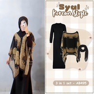 DazzelChic Lebaran Outer Scarf 3in1 Set Korean Hijab Style (Bella Square + Outer + Long Dress) Trend