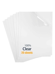 20透明貼紙紙適用於打印機-水潤光澤8,27X11.7-可打印乙烯基貼紙紙適用於可打印貼紙紙-透明-膠黏劑-透明-透明標籤