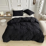 High Quality Three-dimensional Twist Flowers Bedding Set Queen Pinch Pleated Crafts Duvet Cover Set 