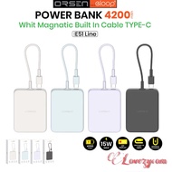 Orsen by Eloop E51 Line PowerBank แบตสำรอง มีสายในตัว 4200mAh ชาร์จไฟ 2.4A 12W Power Bank ของแท้ 100% Mini lovezycom