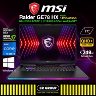 [2024 Model] MSI Raider GE78 HX 14VIG-633SG Laptop - i9-14900HX - RTX 4090 16GB - 32GB DDR5 - 1TB SSD (2Yrs On-Site)