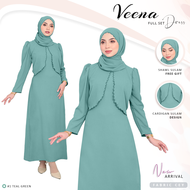 *New Arrival * Elegant Veena Dress Muslimah Stitch in Cardigan Full Set with Shawl Sulam by NH Lux Styles