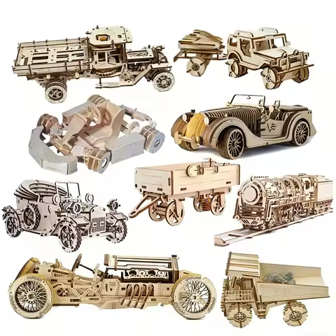 12pcs Wooden Transportation Vehicles Models Digital Files CNC Laser Cut Vector Design in CDR DWG DXF
