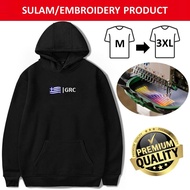 EMBROIDERY SULAM EMOJIS GRC GREECE FLAG LOGO HOODIE SWEATSHIRT SWEATER PULLOVER BLACK