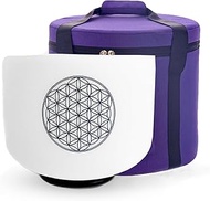 KVKA 528hz Life of Flower Design Crystal Singing Bowl 8 Inch C Note Root Chakra Sound Bowl with Carr