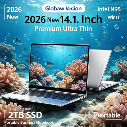 2026 New 14.1 Inch Premium Ultra Thin Laptop Intel N95 Win11 16GB DDR4 RAM 2TB SSD Portable Business