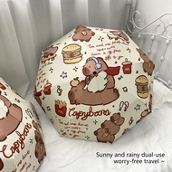 Foldable Durable Sun & Rain UV Protection Umbrella Capybara Manual Cartoon Umbrella