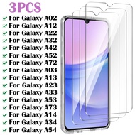 กระจกนิรภัย 3 ชิ้นสำหรับ Galaxy A52 A53 A54 A34 A14, ฟิล์มป้องกันหน้าจอสำหรับ Samsung A13 A03S A12 A