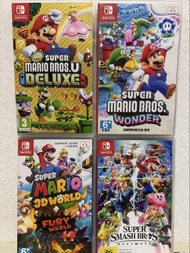Switch Game 實體卡 New Super Mario Bros. U Deluxe 、Super Mario Bros. Wonder 、Super Smash Bros. Ultimate