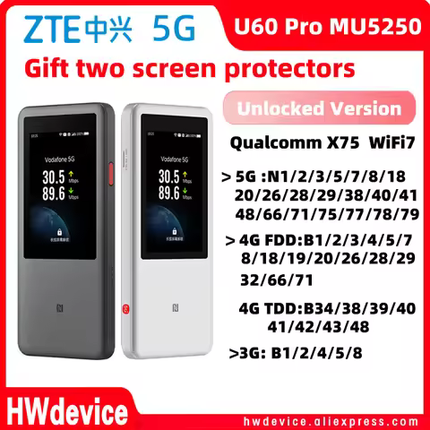 New ZTE U60 Pro MU5250 5G Pocket WIFI Router 5G-A Qualcomm Snapdragon X75 WiFi7 Mobiel Router Ulocke