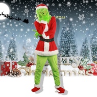 HIJAU Costume The Grinch Special Christmas Thief Green Hair Monster Grinch Mask Headset Party Costum