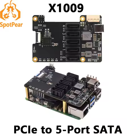 X1009 Raspberry Pi 5 PCIe To 5-Port SATA SATA3.0 (NOT BOOT From SATA)