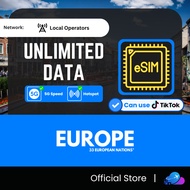 【欧洲 Europe eSIM】【Unlimited Data】Europe eSIM Europe Travel eSIM Europe Germany Turkey Italy Belgium U